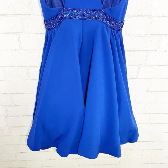 Mac Duggal Royal Blue Beaded A Line Back Cut Out Party Prom Dress Women's Size 2 - Picture 10 of 14
